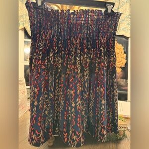 BCBGMaxAzria Navy Floral Smocked tube top M/L